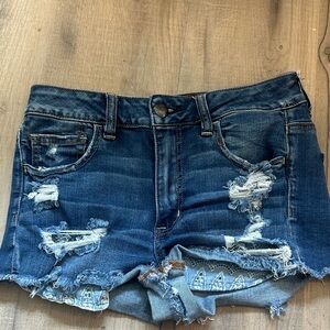 American Eagle Outfitters Blue Distressed Jean Shorts